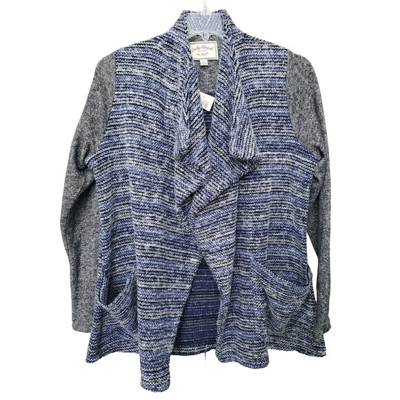 Lucky Brand Wool Blend Blue/Gray Open Front Cardigan Sweater Size 1X NWT - Picture 1 of 8